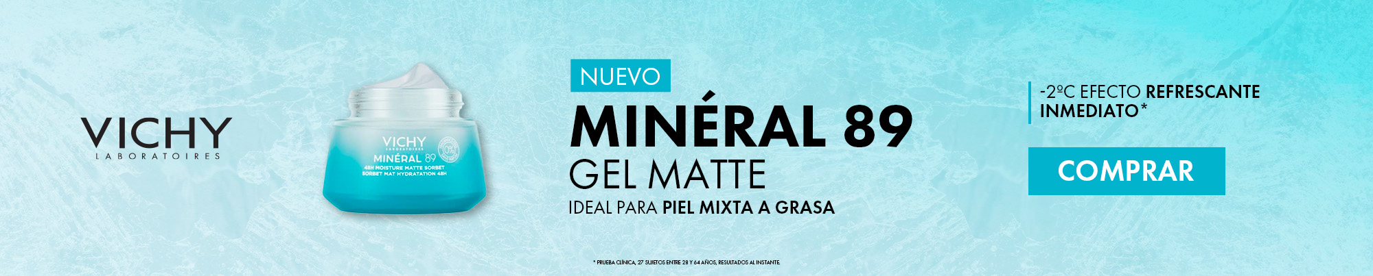 Gel hidratante Vichy Minéral 89 Matte Sorbet – Hidratación intensa y efecto matificante por 48 horas